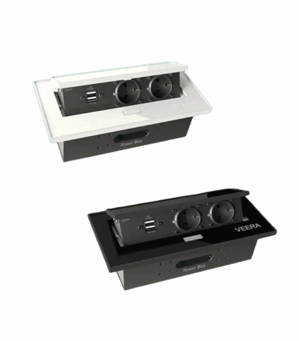 دو پریز ارت کابینتی توکار ویرا الکتریک USB و Type C | مناسب آشپزخانه با بدنه مقاوم