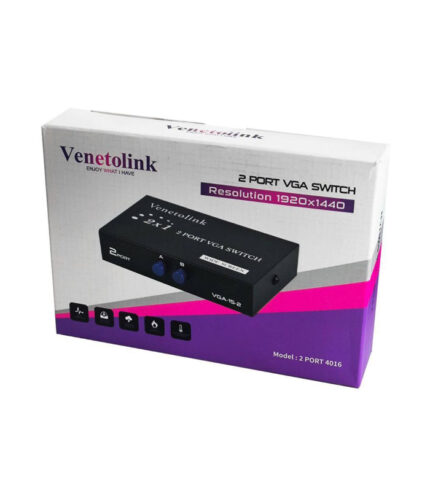 سوئیچ VGA دو پورت Venetolink مدل 4016 با رزولوشن 1920×1440