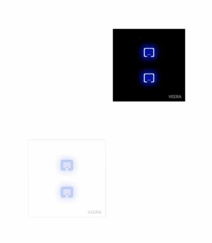 کلید دوپل لمسی ویرا الکتریک | مدل ساده و هوشمند T4 | بدنه شیشه‌ای و پلکسی